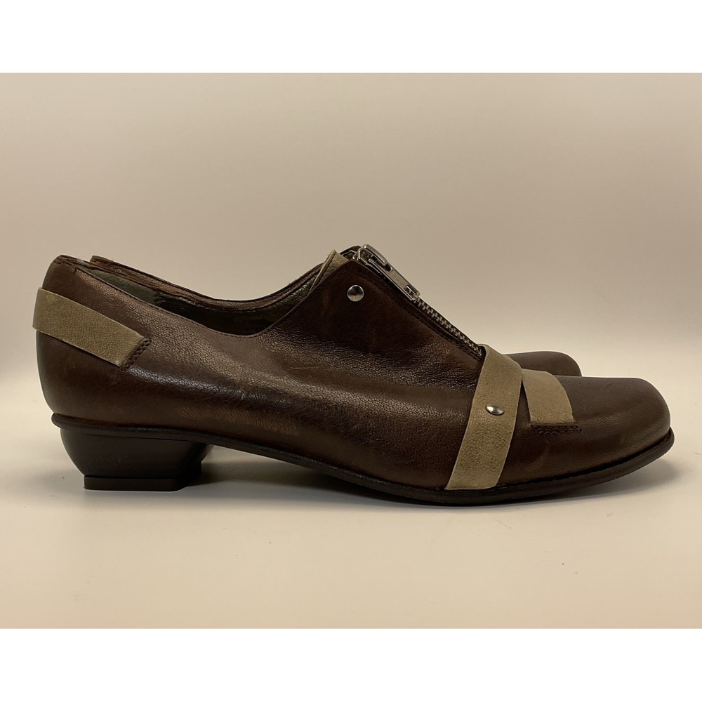 Fidji Womens Zip Loafers Size 39 8.5 Brown Leather Low Heel Comfy Shoes Artisan